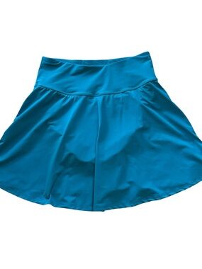 LL Bean Swim Skirt Shaping Swimwear 8 Teal Blue High Rise UPF 50 Quick Dry Beach
